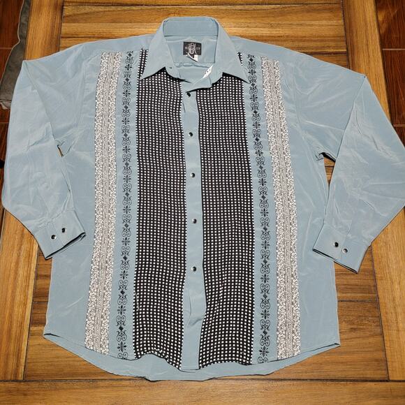 Husky Club LS Green Full Button Shirt w/Designs - Size Medium - Picture 1 of 5